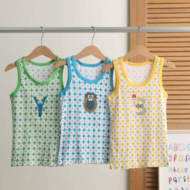 아동용 프리미엄 애니멀보이 순면 런닝 3종 세트