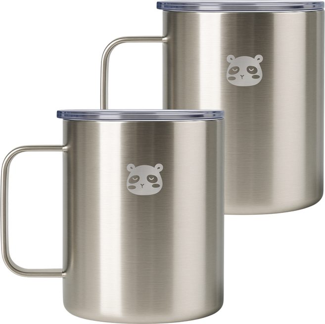 믿추 스텐 머그컵 텀블러 보온보냉, 스테인리스, 400ml, 2개