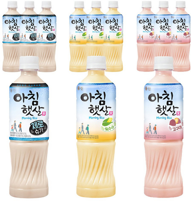 웅진 아침햇살 음료 3종 세트(제로슈가+옥수수+고구마), 12개, 500ml