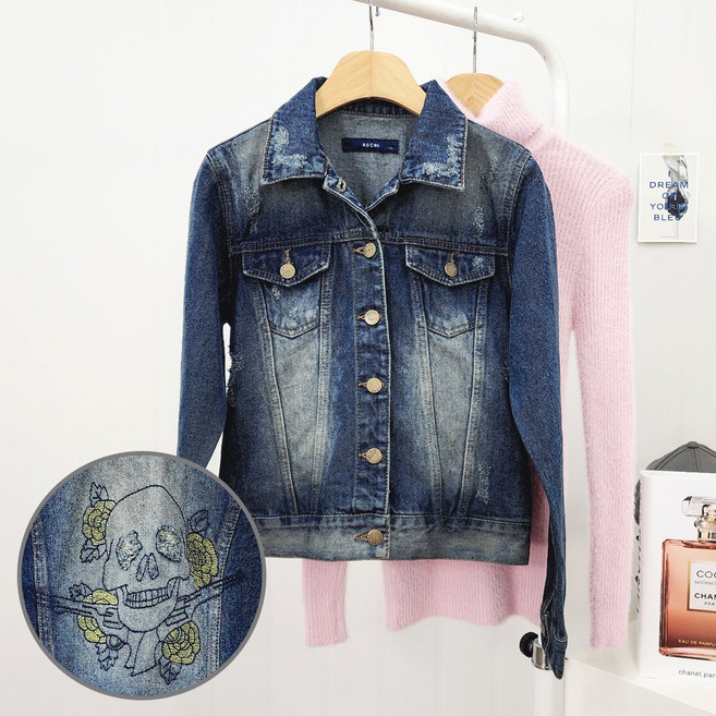 [지지배제이] 자수 빈티지 데님자켓 /z10596