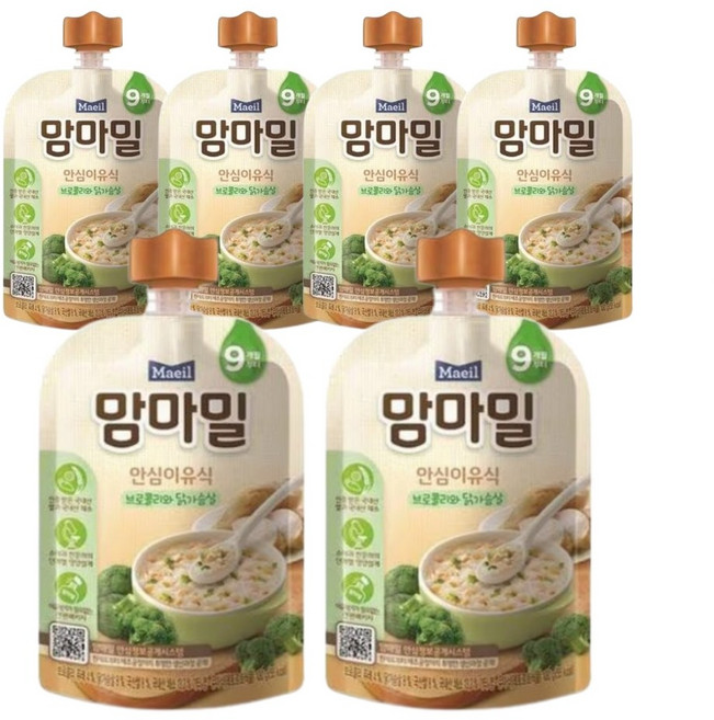 매일유업 맘마밀 매일 안심이유식 레토르트 9개월부터, 브로콜리와닭가슴살, 100g, 6개