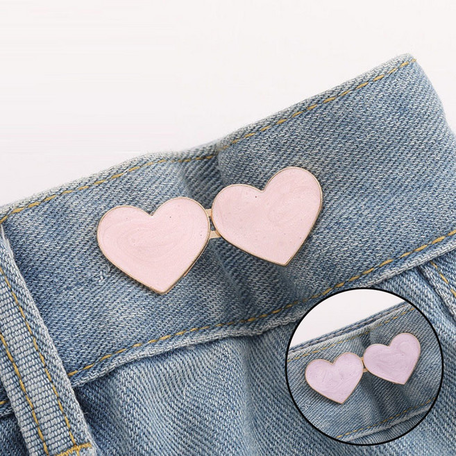 미즈코스 1+1 하트 허리 줄이기 매직 요술 후크 조절 버클 고리 셀프 수선, 1개, 연보라+핑크