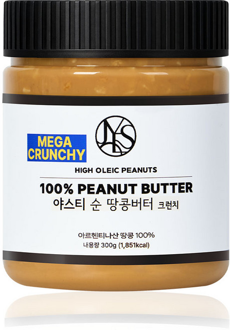 야스티 순 땅콩버터 크런치 100% 무첨가, 1개, 300g