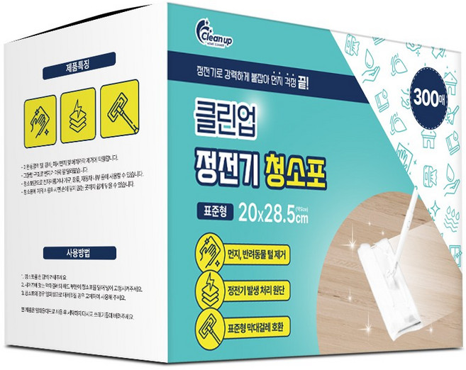 클린업 정전기 청소포 300매, 1개