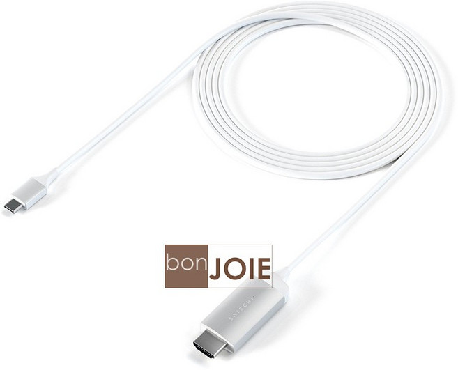 Satechi 鋁製 Type-C 轉 HDMI 影音傳輸線 4K 60Hz 182公分, 1個, 銀色 Silver