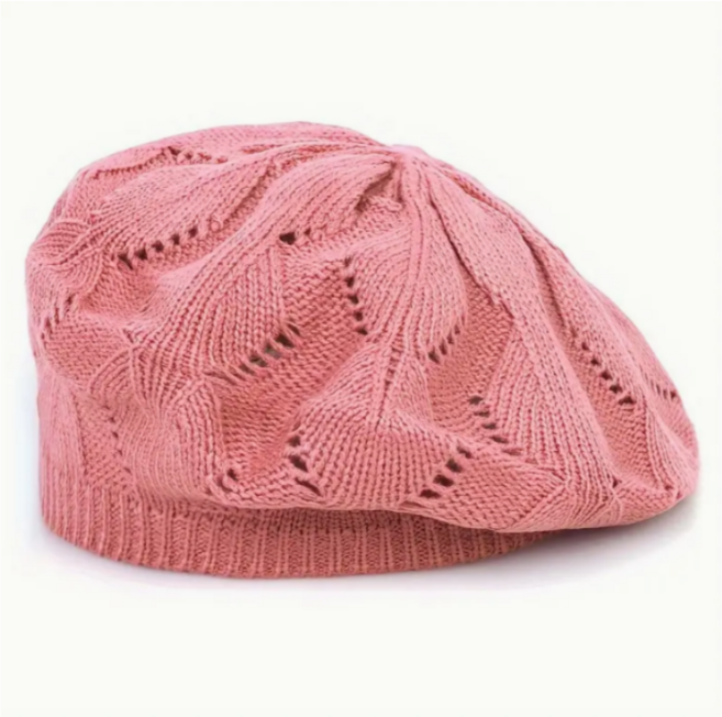 [봄시즌 SALE] 버섯언니 H13 봄 얇은 니트 나들이모자 통기성 베레모 뜨게 빵모자