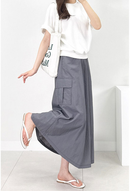 여름에 시원한 에어핏 플레어 스커트 빅사이즈 바스락 초경량 쿨링 린넨 밴딩 롱스커트 A라인 와이드핏