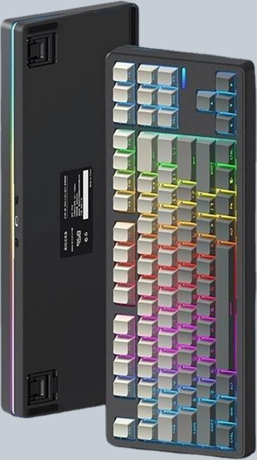 RICCKS RS8 프리미엄 핫스왑 무선 게이밍 키보드 블루투스 핫스왑 유무선 87키, 핑크치즈축 8000mAh, 블랙그레이