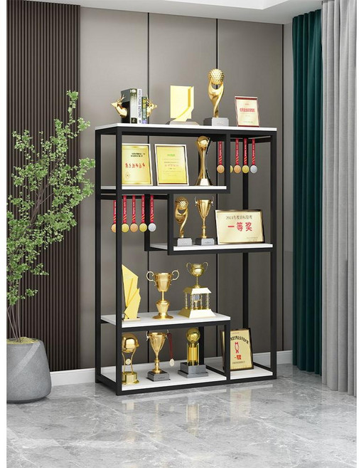 트로피 장식장 거실 선반 기념품 메달 상장 상패 진열대 사무실, C. 80x30x185, 블랙/화이트80x30x185