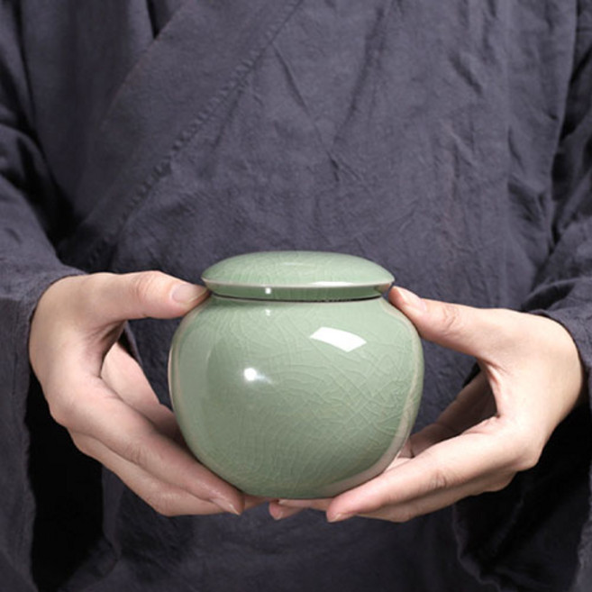 재물 금전운 풍수 인테리어 다용도 미니 청자 소금 단지 돈 항아리, 1개