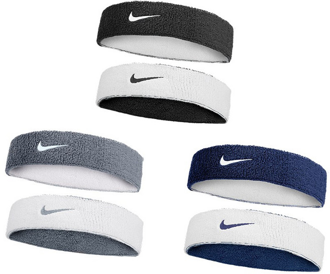 나이키 스우시 클래식 리버시블 양면 헤어밴드 1P, 그레이/화이트, 1개