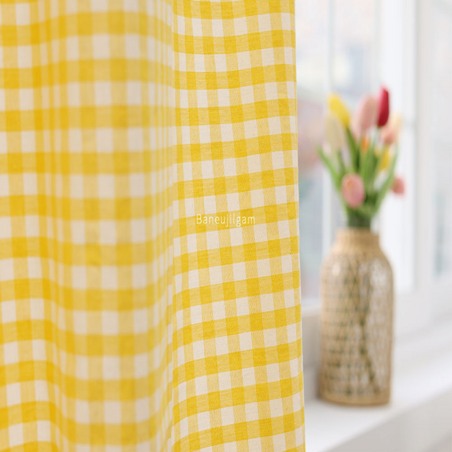 체크원단 30수 순면 선염 대폭 깅엄체크 멜란지 커튼 홈패션 소품인테리어 12컬러 바느질감, 06 옐로우, 1개