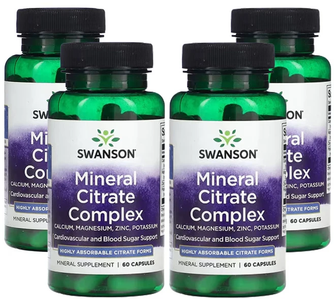 스완슨 미네랄 시트레이트 복합체 캡슐 60정, 4개 - 쿠팡