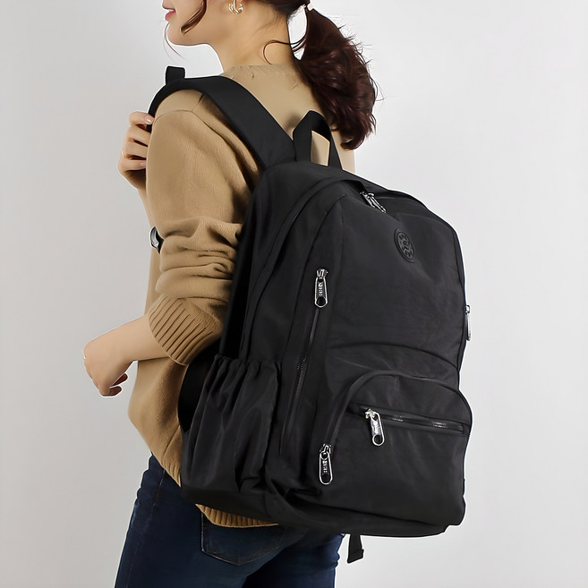 LuLu Bag 韓國大容量防水後背包, 黑色