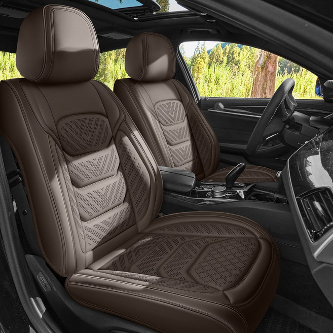 이엠비 차량용 통풍시트커버 교체 보호매트 풀세트, 1세트, 하바나브라운 (운전석+조수석)