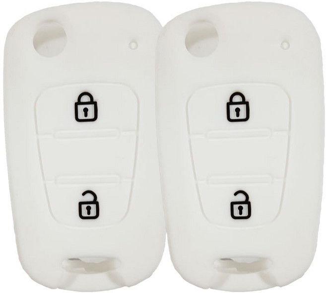 현대 기아 구형 포터2 봉고3 레이 모닝 (호환가능) 실리콘 폴딩키케이스 2버튼 1+1, 화이트, 2개