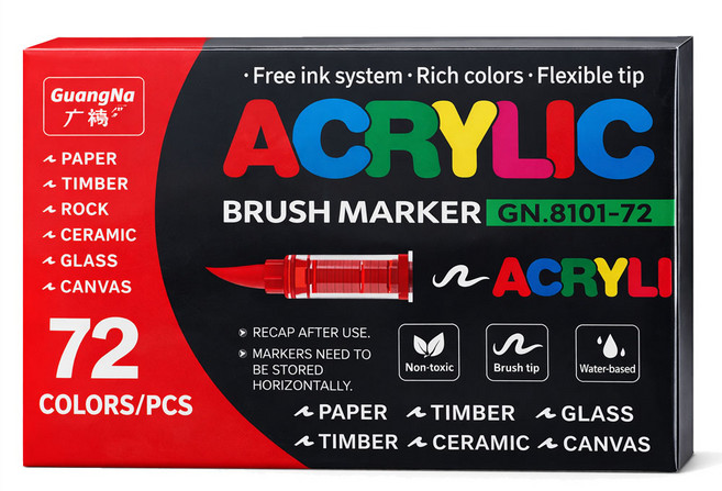 [메잌미] 아크릴마카 브러쉬, 1세트, 72색