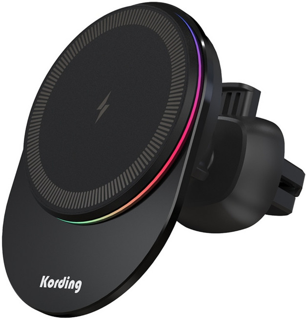 코딩 맥인카 아이폰 고속 무선 맥세이프 차량용 충전기 송풍구 거치대 KMCC15, 01. 블랙, 1개