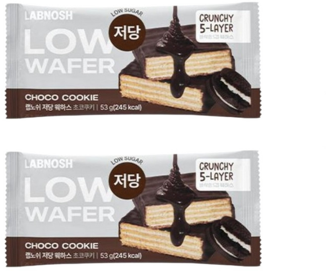 랩노쉬 저당 웨하스 초코쿠키, 2개, 53g