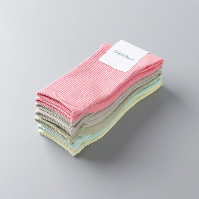 슈퍼베이직 1390 남녀공용 솔리드 크루삭스 5켤레 (30색상)