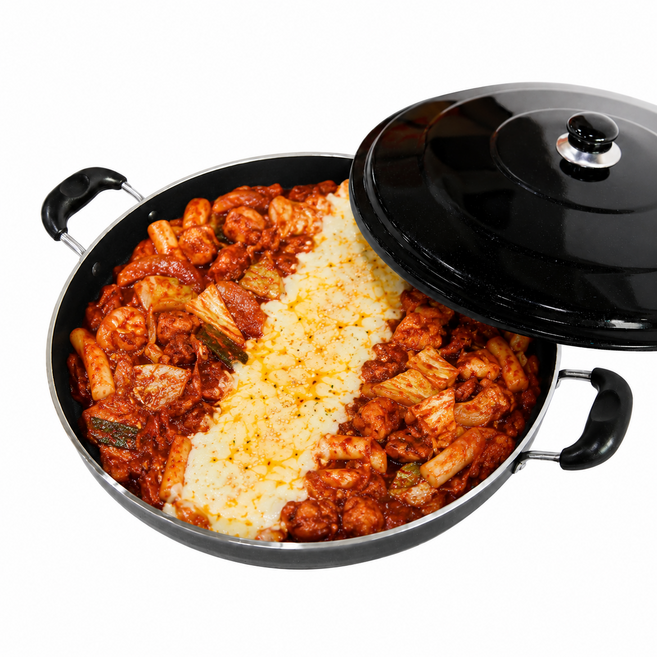 유유마트 국산 닭갈비팬 명절 전판 전팬 후라이팬 대형 코팅 뚜껑포함, 1개, 46cm