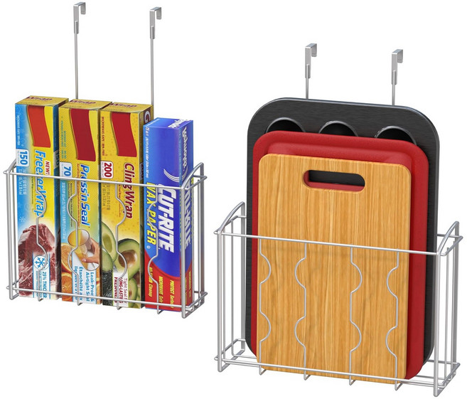 도마 거치대 수납장 문에 걸어 사용하는 정리함, 1개, 은