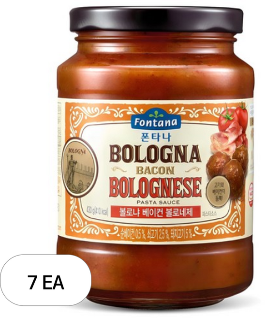 폰타나 볼로냐 베이컨 볼로네제 파스타 소스, 430g, 7개