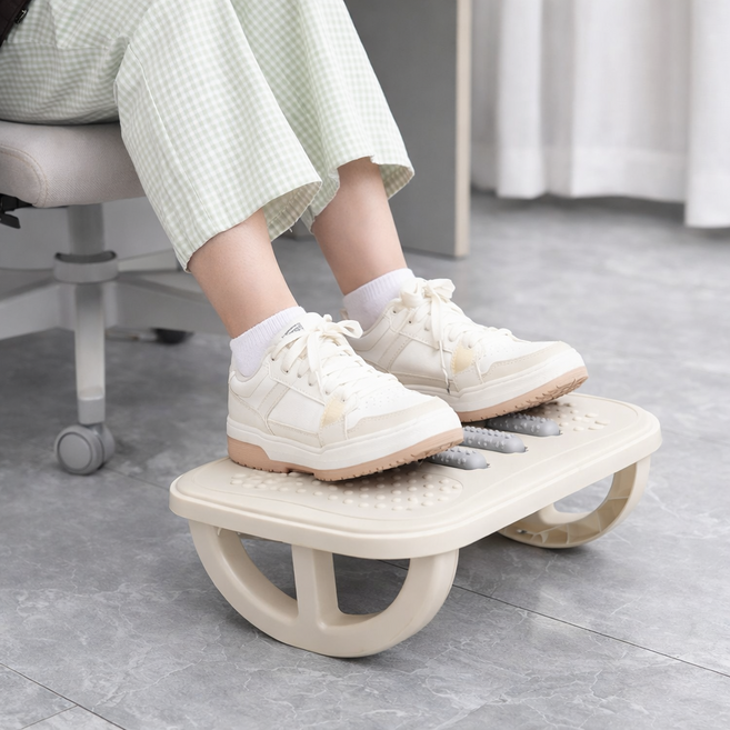 사무실 책상 아래 발받침 발마사지 풋레스트 다리 피로 완화 발지압 발판, 화이트