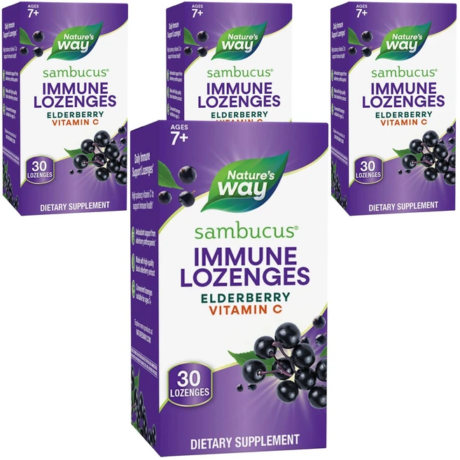네이쳐스웨이 오리지널 샘부커스 스탠더다이즈드 엘더베리 로젠지, 4개, 30정 - 쿠팡