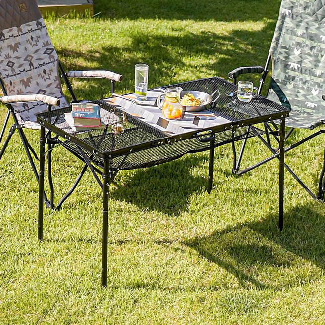 카즈미 유니온 아이언 메쉬 3폴딩 테이블 캠핑 접이식 휴대용테이블