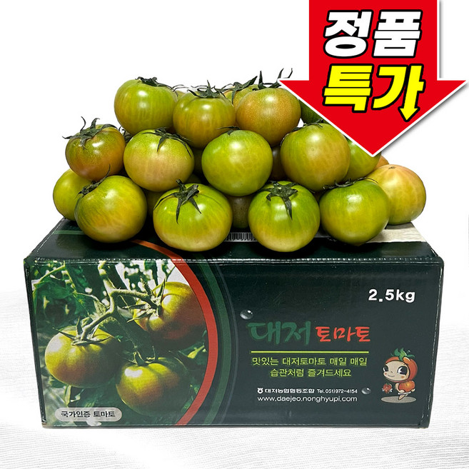 꿀팜즈 대저토마토 짭짤이 정품 초고당도, 1박스, 대저토마토 2.5kg (L~2L)