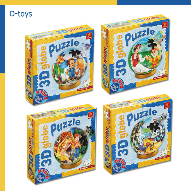 D-TOYS 3D 글로브 입체 퍼즐, 1개, 백설공주, 60피스