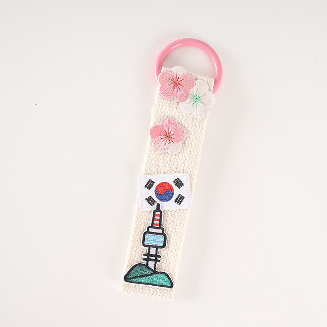 완제품 와펜 스트랩 키링 단체 선물 가방 꾸미기 귀여운 디자인 왕고리, 1개, 무궁화 크림