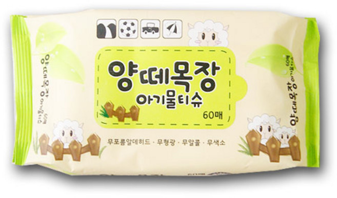 양떼목장 아기물티슈 60매 -H, 리필형100매