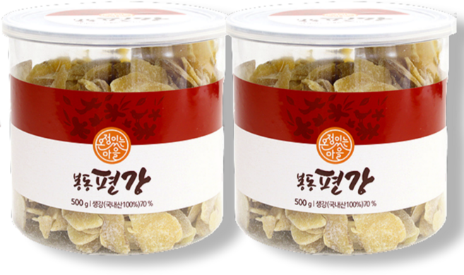 국산 생강 절편 편생강 어르신간식 선물세트 500g 2개, 1개