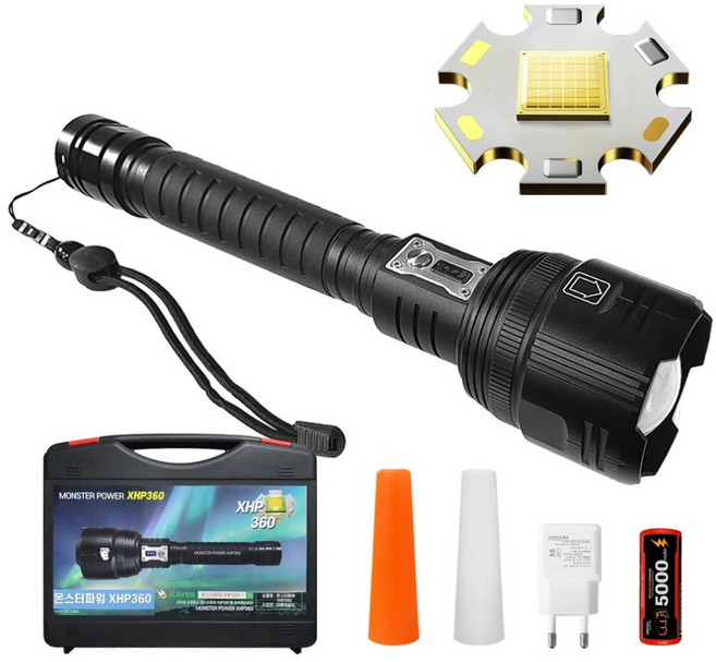 후레쉬 해루질 랜턴 LED 줌 C타입 몬스터파워 xhp360, 1개