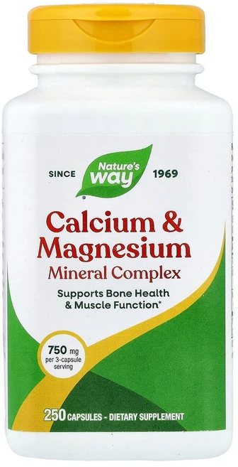 네이처스웨이 칼슘 및 마그네슘 미네랄 복합체 750mg 캡슐 250정, 1개 - 쿠팡