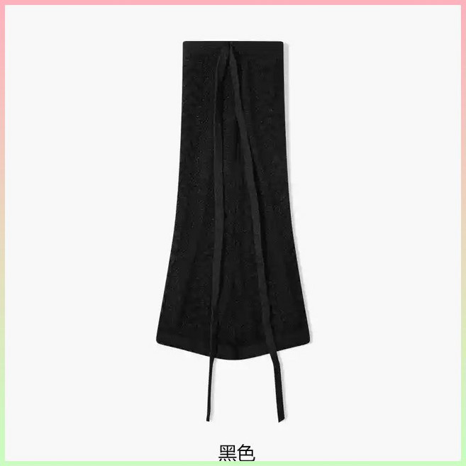 針織保暖堆堆襪子 綁帶設計, 1個, 黑色