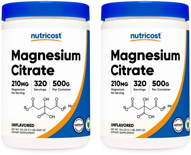 뉴트리코스트 마그네슘 시트레이트 파우더 500g 무맛 2병, 2개 - 쿠팡