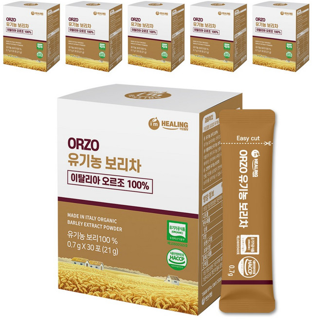 아임힐링 오르조 유기농 보리차 식약청 인증 한잔용 보리차, 700mg, 30개입, 6개