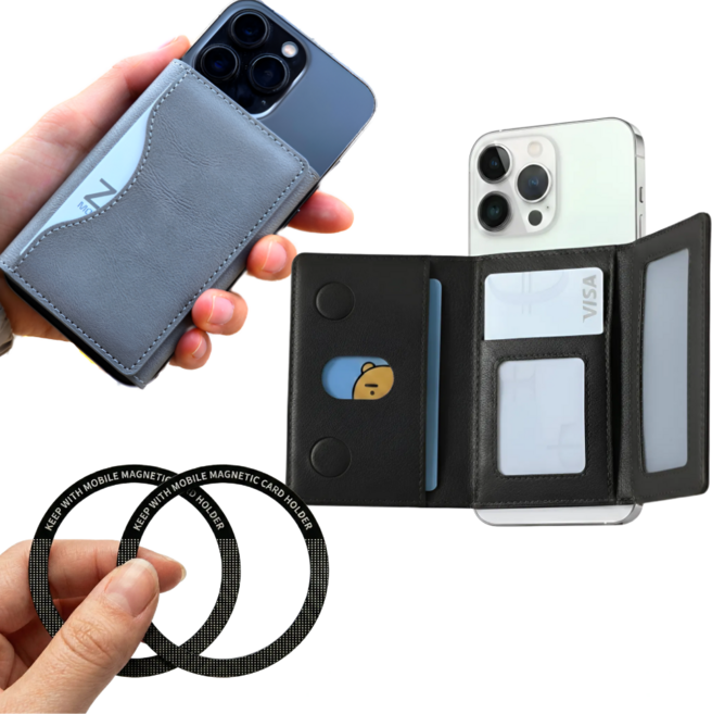 리브이즈 6장수납 맥세이프 호환 카드 지갑 케이스, 1개, 블랙