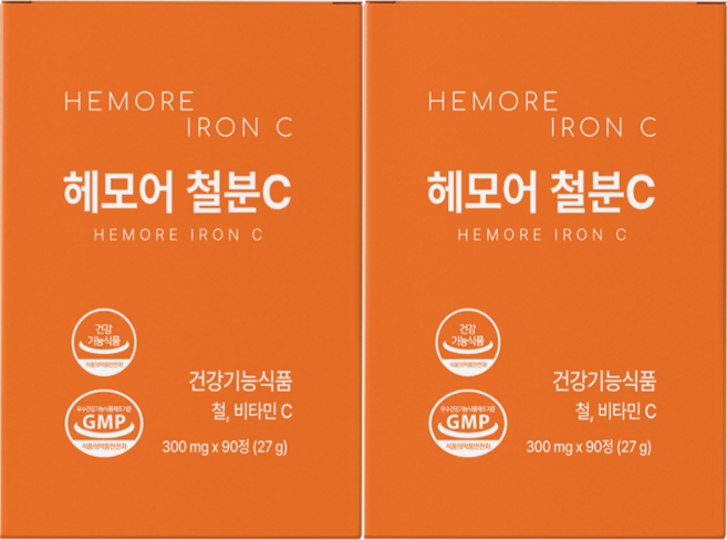 빈혈 고함량 어지럼증 도움 영양제 체내흡수 철분제, 90정, 2개