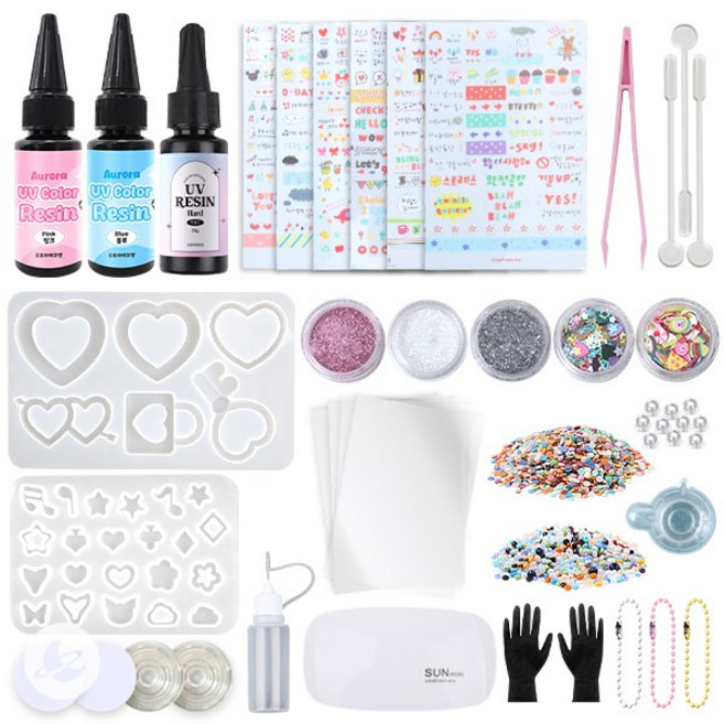 오로라데코덴 레진아트세트 하트쉐이커 스마트톡 만들기 중급B, 세트상품, 세트상품