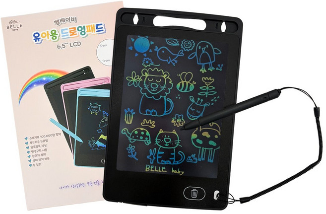 벨베이비 유아용 드로잉패드 6.5인치 전자칠판 LCD, 1개, 블랙