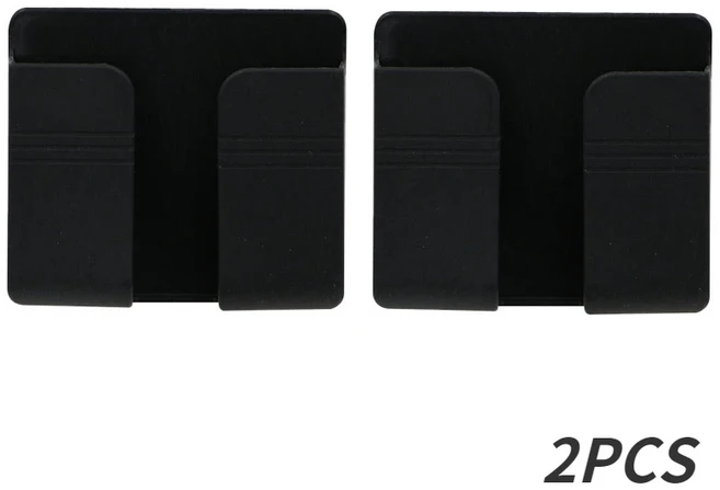 쿠쿠스토어 8PCS 벽걸이형 휴대폰 거치대 무타공 접착식 충전 보관함 정리함 TV 리모컨 스탠드 브래킷, 03 2PCS-Black