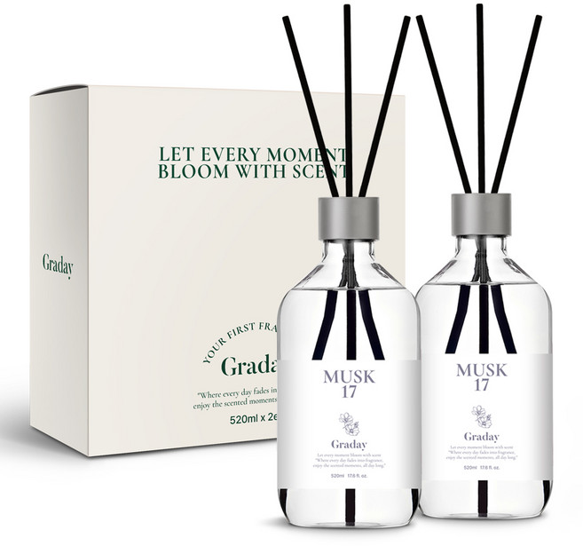그라데이 디퓨저 선물세트, 2개, 520ml, 머스크 17
