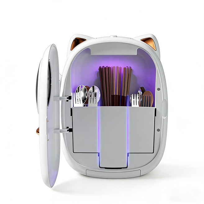 가정용 벽걸이 식기 소독기살균기 TYPE-C충전 수저케이스 물빠짐 건조기, White