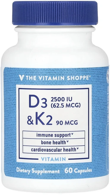 The Vitamin Shoppe 비타민D3 & K2 캡슐 60정, TheVitaminShoppe비타민D3K2캡슐60정, 1개 - 쿠팡