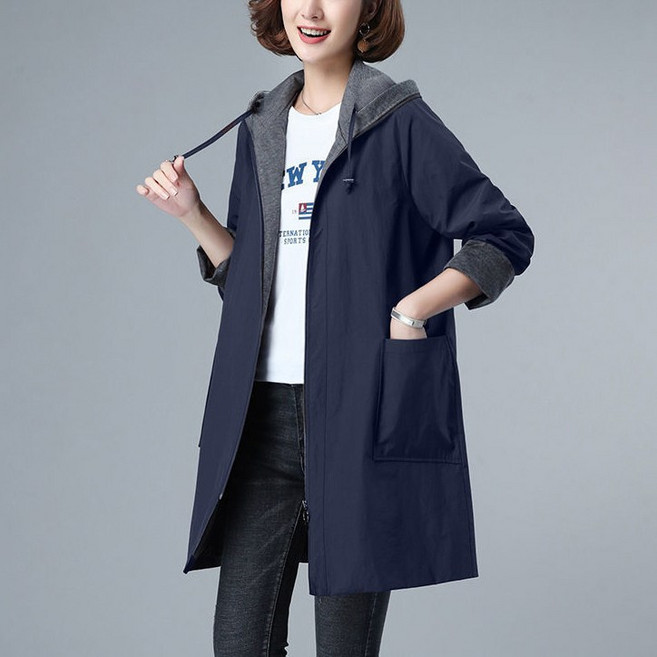 스타일아유 고급 루즈핏 배색 스트링 후드 롱 야상 점퍼 오버핏 박시 간절기 아우터[AZA9JP0168]