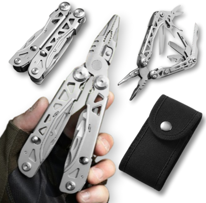 풀팩토리 접이식 19 in 1 다용도 만능 멀티 공구 맥가이버칼, 메탈 실버
